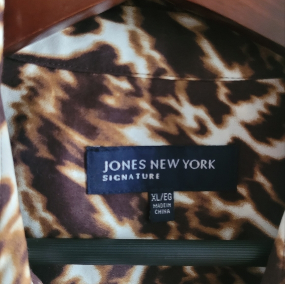 Jones New York button down tie up animal print top Women's XL - Picture 2 of 6